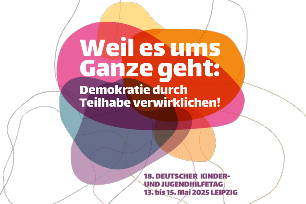 Schriftgrafik: "Weil es ums Ganze geht: Demokratie durch Teilhabe verwirklichen!"