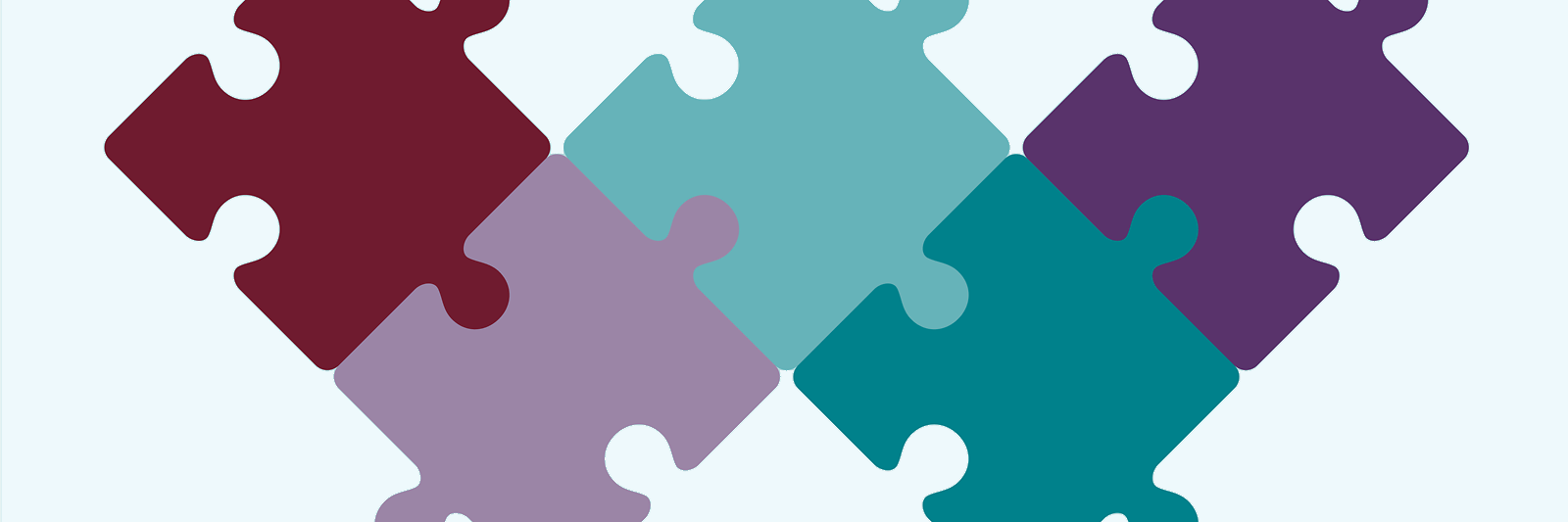 Illustration: Fünf zusammengesteckte Puzzleteile