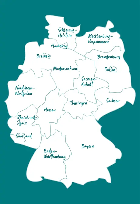 Deutschlandkarte mit Grenzen und Namen der Bundesländer