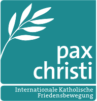 Schriftgrafik: pax christi – Internationale Katholische Friedensbewegung