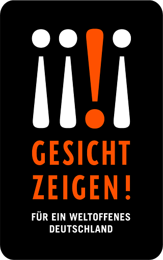 Schriftgrafik: Gesicht Zeigen! Für ein weltoffenes Deutschland