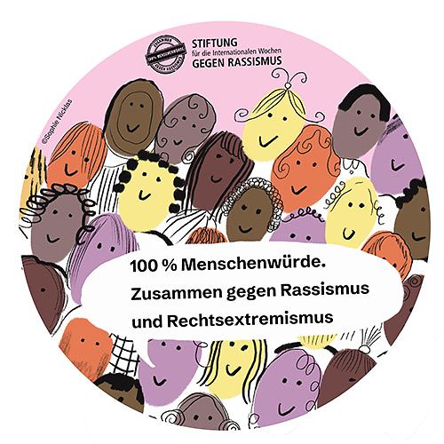 Wimmelbild gezeichneter Köpfe von diversen Personen